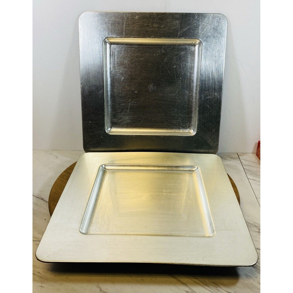 Threshold Silver Square Plates Set Of 2 (12”x12”)